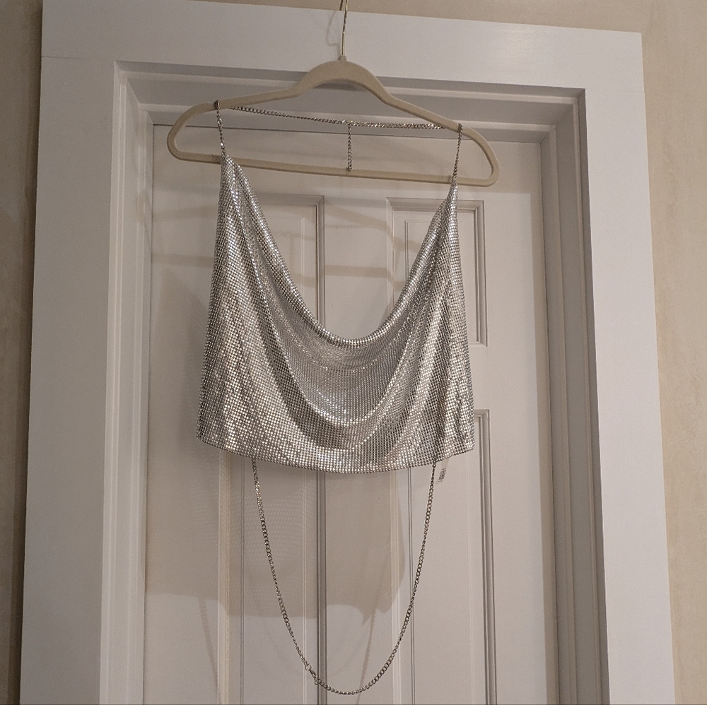 Metallic Silver Chain Top XXL NWT - Picture 3 of 8